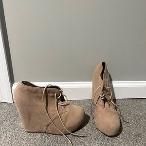 Lace up wedge booties